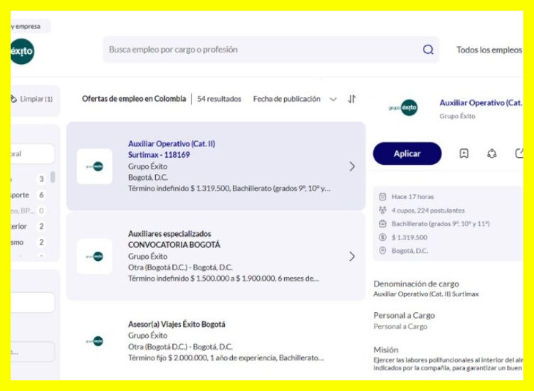 ¿Cuál es el proceso oficial para enviar la hoja de vida a Éxito Trabaja con Nosotros?