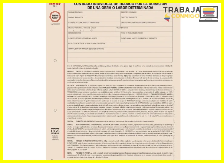Contrato de obra o labor en Colombia ejemplos